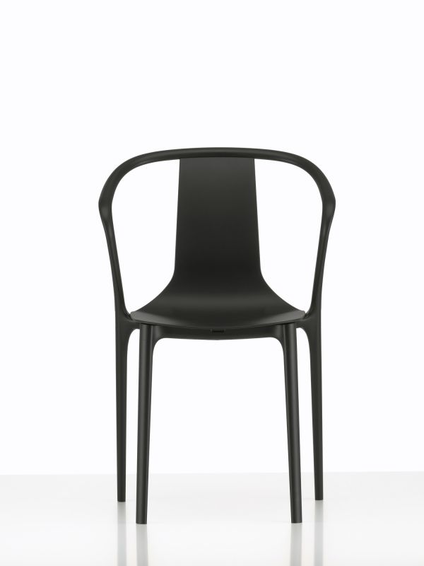 Schwarzer Belleville Chair Plastic Stuhl von Vitra, moderner Kunststoffstuhl für Esszimmer und Wohnbereich.